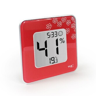 TFA Style Kırmızı Çiçekli Termometre Nem Ölçer - Thumbnail