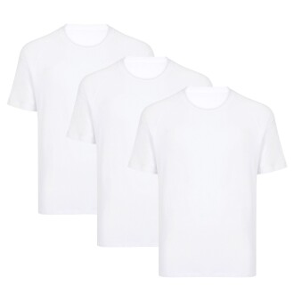 Thermoform Bambu Erkek Bisiklet Yaka Tişört Kısa Kollu Fanila Atlet Beyaz 3'lü Paket
