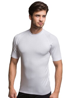 Thermoform Bambu Erkek Bisiklet Yaka Tişört Kısa Kollu Fanila Atlet ve Slip Külot Seti Beyaz - 3