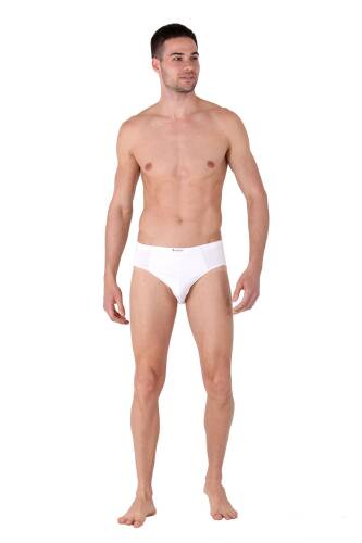 Thermoform Bambu Erkek Bisiklet Yaka Tişört Kısa Kollu Fanila Atlet ve Slip Külot Seti Beyaz - 4