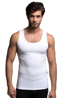 Thermoform Bambu Erkek Kolsuz Bisiklet Yaka Atlet ve Boxer Şort Seti Beyaz - 2