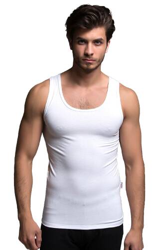 Thermoform Bambu Erkek Kolsuz Bisiklet Yaka Atlet ve Boxer Şort Seti Beyaz - 2