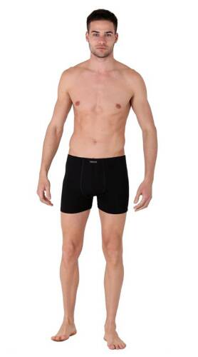 Thermoform Bambu Erkek Kolsuz Bisiklet Yaka Atlet ve Boxer Şort Seti Siyah - 3