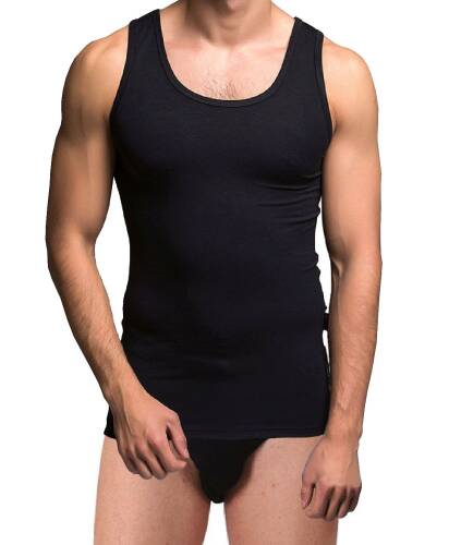 Thermoform Bambu Erkek Kolsuz Bisiklet Yaka Atlet ve Slip Külot Seti Siyah - 1