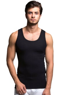 Thermoform Bambu Erkek Kolsuz Bisiklet Yaka Atlet ve Slip Külot Seti Siyah - 2