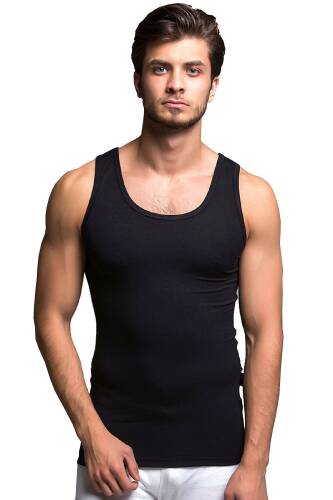 Thermoform Bambu Erkek Kolsuz Bisiklet Yaka Atlet ve Slip Külot Seti Siyah - 2