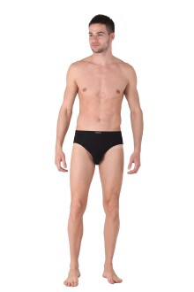 Thermoform Bambu Erkek Kolsuz Bisiklet Yaka Atlet ve Slip Külot Seti Siyah - 4