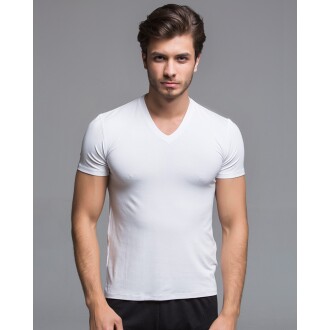 Thermoform Bamboo Men's V Neck T-Shirt White