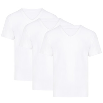 Thermoform Bambu Erkek V Yaka Tişört Kısa Kollu Fanila Atlet Beyaz 3'lü Paket 