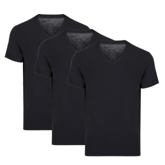 Thermoform Bambu Erkek V Yaka Tişört Kısa Kollu Fanila Atlet Siyah 3'lü Paket