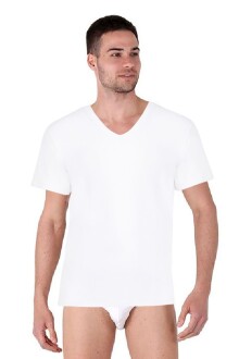 Thermoform Bambu Erkek V Yaka Tişört Kısa Kollu Fanila Atlet ve Slip Külot Seti Beyaz 