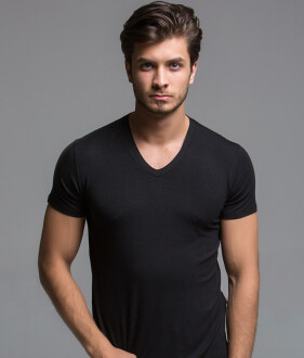 Thermoform Bambu Erkek V Yaka Tişört ve Şort Seti Siyah - 2