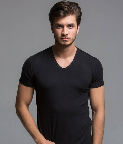 Thermoform Bambu Erkek V Yaka Tişört ve Şort Seti Siyah - 2