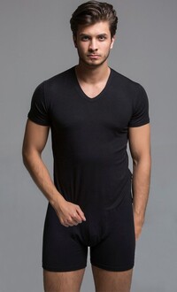 Thermoform - Thermoform Bamboo Men's V Neck T-Shirt and Shorts Set Black