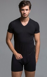 Thermoform - Thermoform Bamboo Men's V Neck T-Shirt and Shorts Set Black