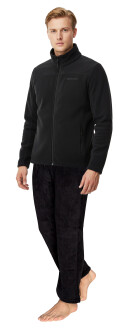 Thermoform Men's Full Zip Winter Fleece Tracksuit Set, Black
