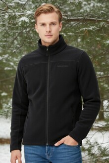 Thermoform Erkek Tam Fermuar Kışlık Alt Üst Polar Eşofman Takımı Siyah - 3