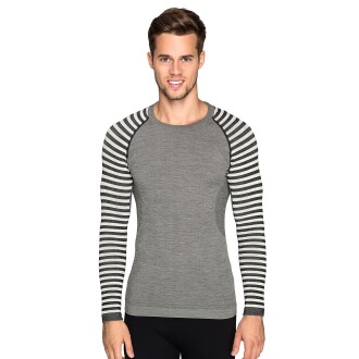 Thermoform Ultimate Merino Erkek Seamless Çizgili Termal Uzun Kollu Üst İçlik Sweatshirt Antrasit