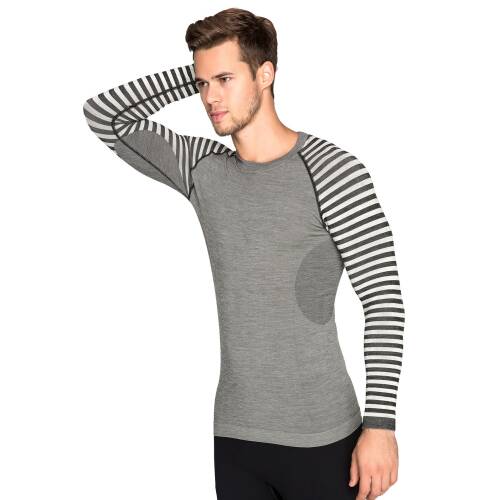 Thermoform Ultimate Merino Erkek Seamless Çizgili Termal Uzun Kollu Üst İçlik Sweatshirt Antrasit - 2