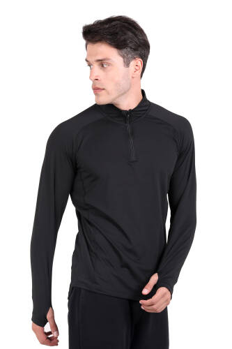 Thermoform Extreme Erkek Uzun Kol Yarım Fermuar Termal Sweatshirt Heat Siyah - 1