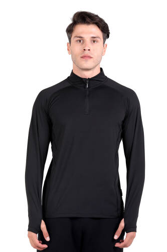 Thermoform Extreme Erkek Uzun Kol Yarım Fermuar Termal Sweatshirt Heat Siyah - 4