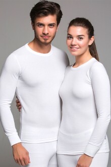Thermoform Heavy Unisex Thermal Long Sleeve Undershirt Sweatshirt White