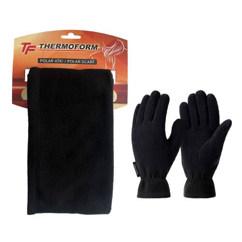 Thermoform Polar Unisex Eldiven-Atkı Seti Siyah - 1