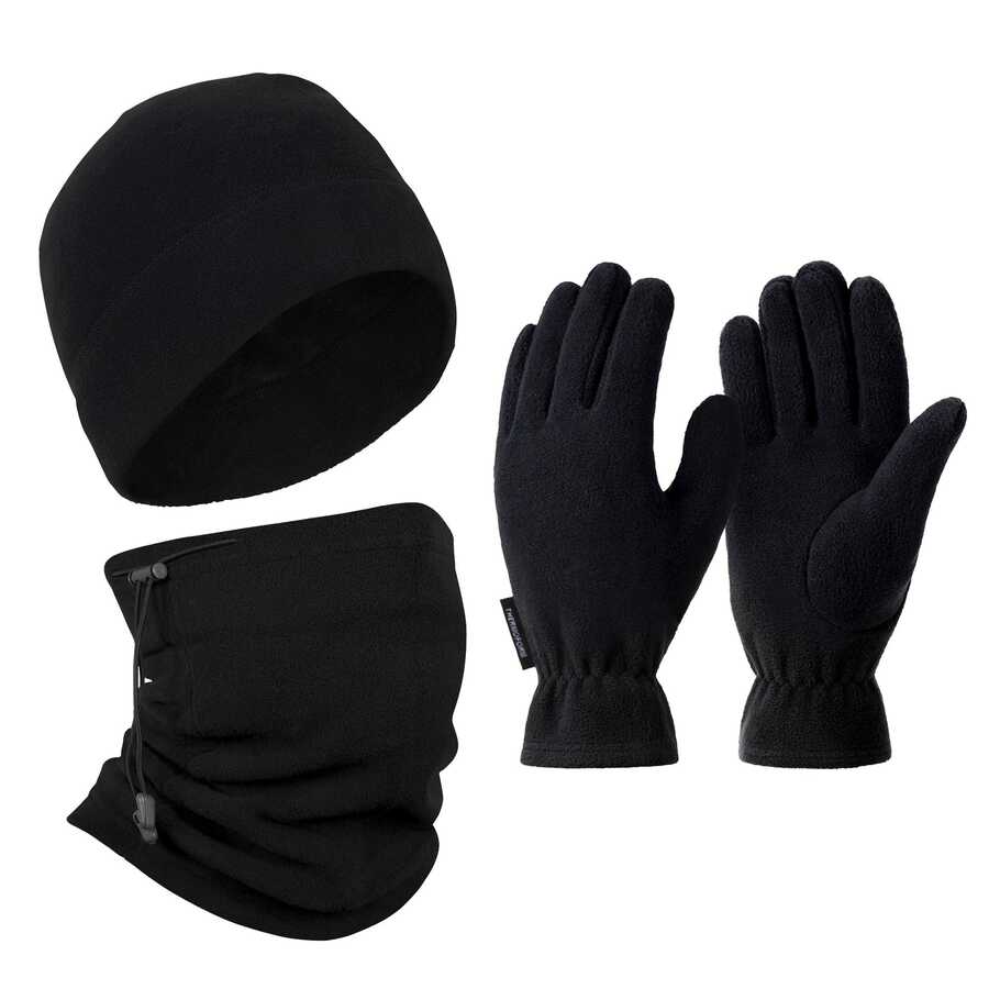  Thermoform Polar Unisex Eldiven Bere Boyunluk Seti Siyah