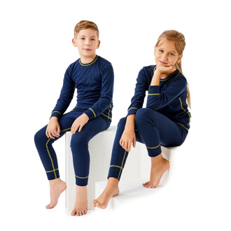 Thermoform Unisex Ribbed Kid's Thermal Underwear Set Navy Blue