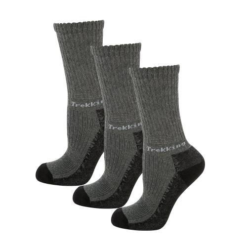 Thermoform Trekking Extra Dolgulu, Darbe Emici Kışlık Unisex Çocuk Çorap 3'lü Paket Antrasit - 1