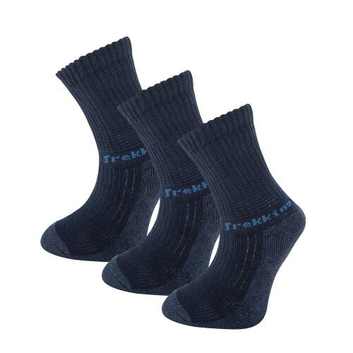 Thermoform Trekking Extra Dolgulu, Darbe Emici Kışlık Unisex Çocuk Çorap 3&apos;lü Paket Lacivert - 1