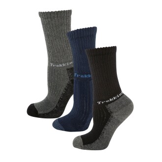 Thermoform Trekking Extra Dolgulu, Darbe Emici Kışlık Unisex Çocuk Çorap 3&apos;lü Paket Siyah-Lacivert-Antrasit