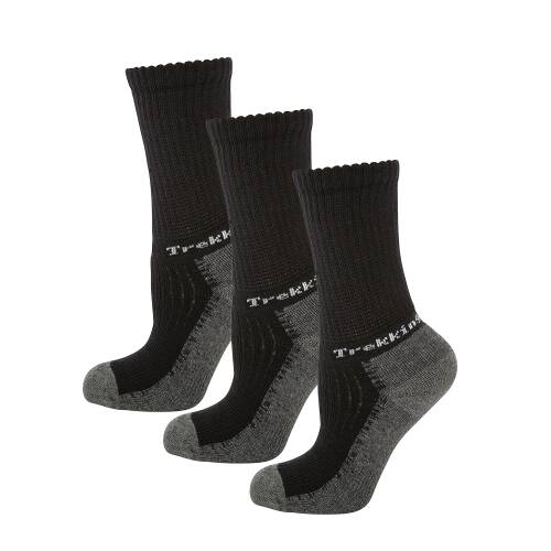 Thermoform Trekking Extra Dolgulu, Darbe Emici Kışlık Unisex Çocuk Çorap 3&apos;lü Paket Siyah - 1