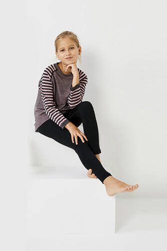 Thermoform Ultimate Merino Çocuk Seamless Çizgili Termal Üst İçlik Sweatshirt Pembe - 3