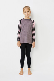 Thermoform Ultimate Merino Çocuk Seamless Çizgili Termal Üst İçlik Sweatshirt Pembe - 2