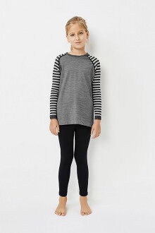 Thermoform Ultimate Merino Çocuk Seamless Çizgili Termal Uzun Kollu İçlik Seti Antrasit - 2