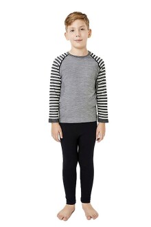 Thermoform Ultimate Merino Çocuk Seamless Çizgili Termal Uzun Kollu İçlik Seti Antrasit - 3