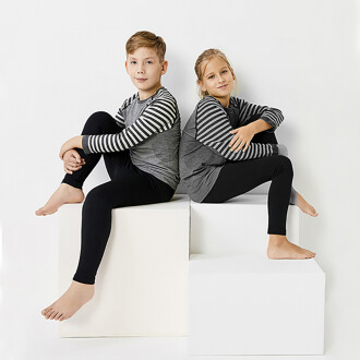 Thermoform Ultimate Merino Kid Seamless Thermal Long Sleeve Underwear Set - Anthracite