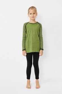 Thermoform Ultimate Merino Çocuk Seamless Çizgili Termal Uzun Kollu İçlik Seti Yeşil - 2