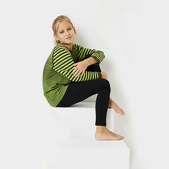 Thermoform Ultimate Merino Çocuk Seamless Çizgili Termal Uzun Kollu İçlik Seti Yeşil