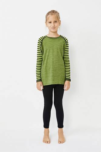 Thermoform Ultimate Merino Çocuk Seamless Çizgili Termal Uzun Kollu İçlik Seti Yeşil - 2