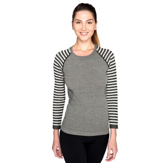 Thermoform Ultimate Merino Kadın Seamless Çizgili Termal Üst İçlik Sweatshirt Antrasit