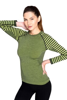 Thermoform Ultimate Merino Kadın Seamless Termal Uzun Kollu İçlik Seti Yeşil - 7