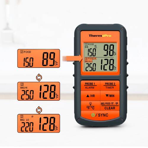ThermoPro TP08C 150m WiFi Kablosuz Alarmlı Saplamalı Yemek Termometresi - 2