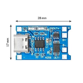 TP4056 1A Lityum Pil Şarj Modülü Type-C USB Şarj Korumalı - Thumbnail
