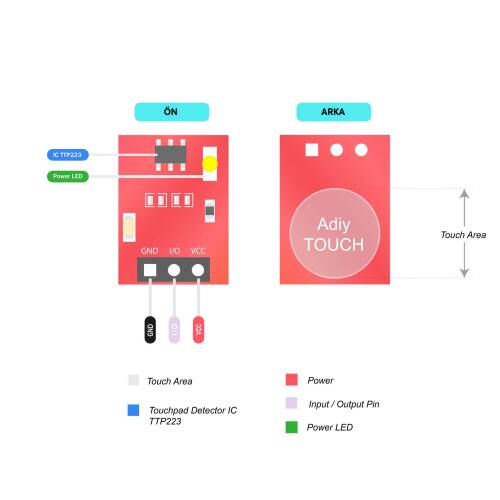 TTP223 Dijital Dokunma Sensörü Touch Button Module - 5