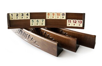 Tuana Game Masif Doğal Ahşap Oval Okey Takımı Oymalı - 2