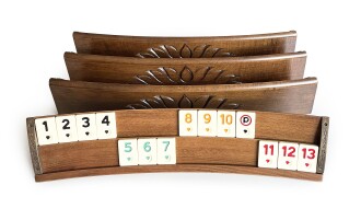 Tuana Game Masif Doğal Ahşap Oval Okey Takımı Oymalı - 3