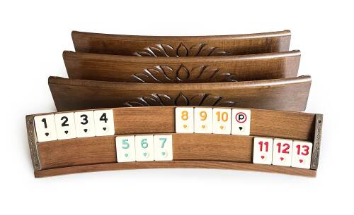 Tuana Game Masif Doğal Ahşap Oval Okey Takımı Oymalı - 3