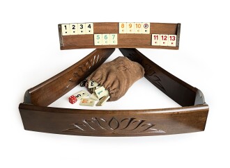 Tuana Game Masif Doğal Ahşap Oval Okey Takımı Oymalı - 7